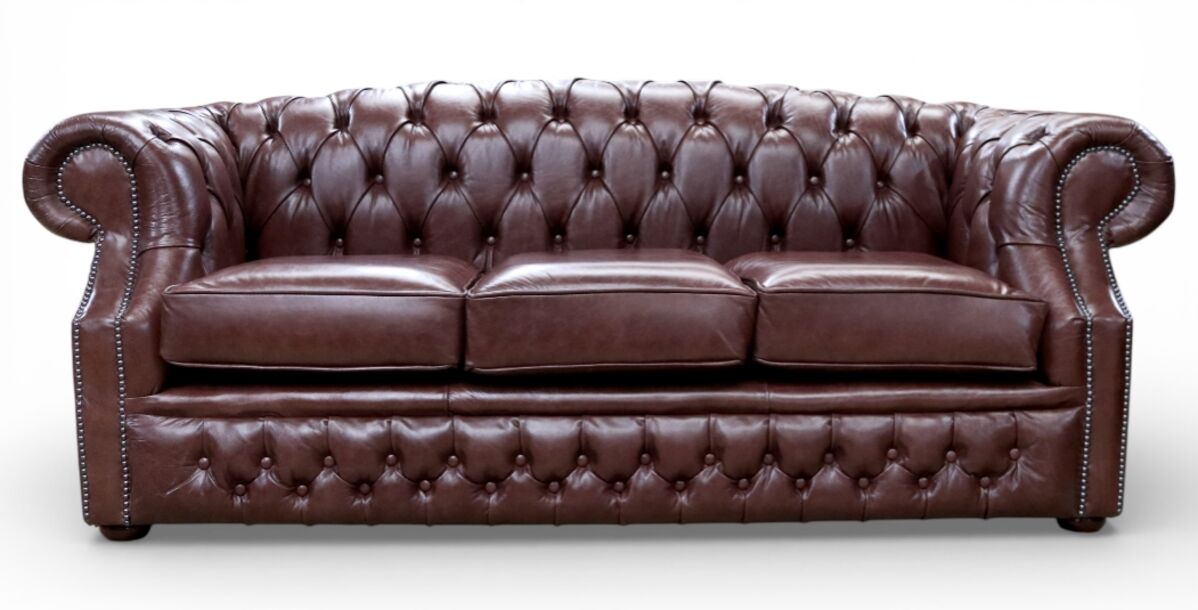 Chesterfield Buckingham 3 Seater Old English Brown Leather Sofa Offer