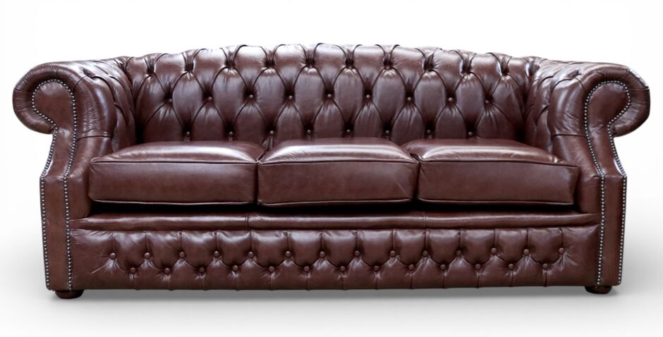 Chesterfield Buckingham 3 Seater Old English Brown Leather Sofa Offer