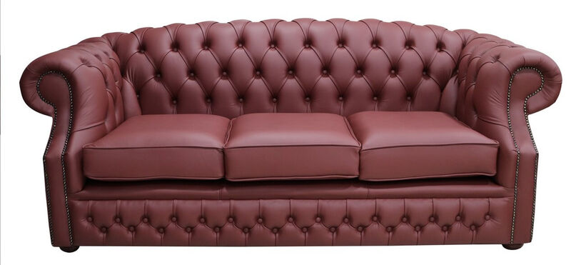 Product photograph of Chesterfield Buckingham 3 Seater Sofa Shelly Burgandy Leather from Designer Sofas 4U