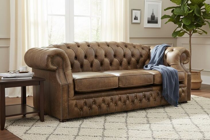 Chesterfield Buckingham 3 Seater Sofa Cracked Wax Tobacco Leather