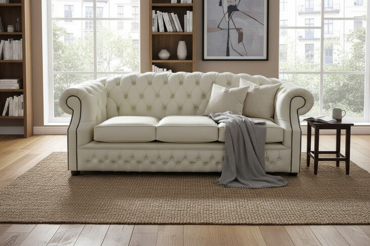 Chesterfield Buckingham 3 Seater Sofa Cream | DesignerSofas4U