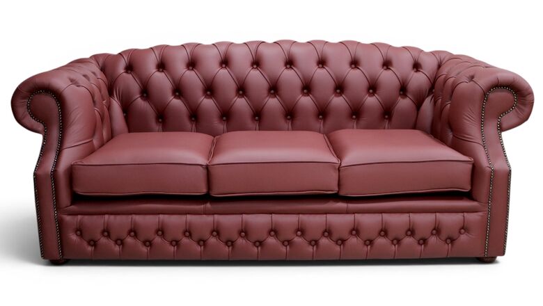 Chesterfield Buckingham 3 Seater Sofa Shelly Burgandy Leather