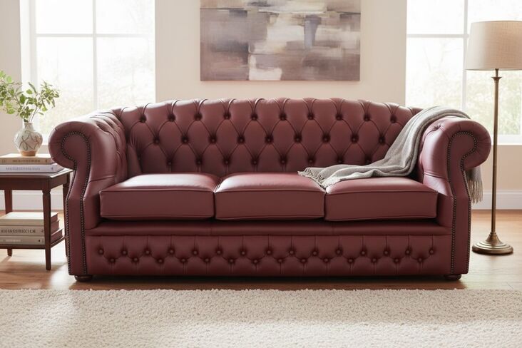 Chesterfield Buckingham 3 Seater Sofa Shelly Burgandy Leather