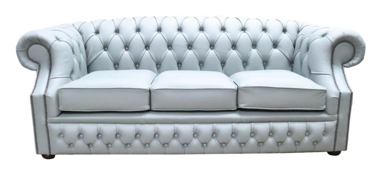 Product photograph of Chesterfield Buckingham 3 Seater Sofa Shelly Moon Mist Leather from Designer Sofas 4U