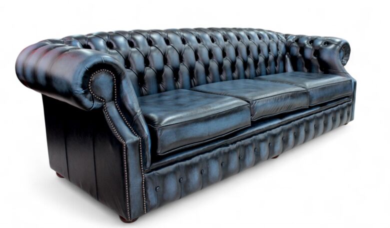Chesterfield Buckingham 4 Seater Antique Blue Leather Sofa Offer