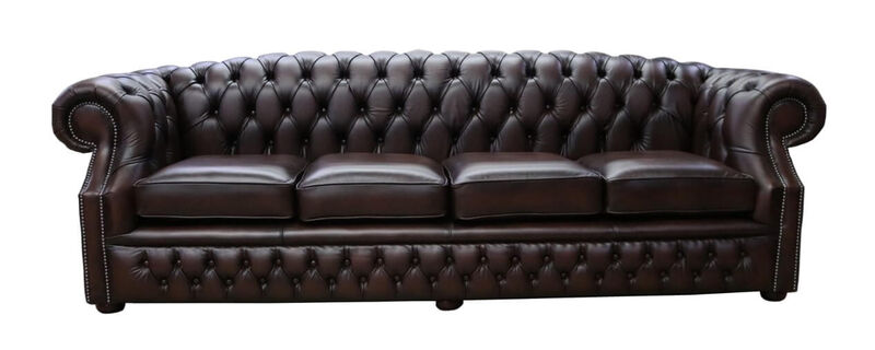 Product photograph of Chesterfield Buckingham 4 Seater Antique Brown Leather Sofa Offer from Designer Sofas 4U