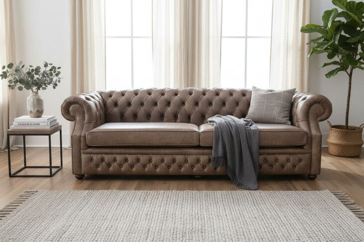 Chesterfield Buckingham 4 Seater Cracked Wax Tobacco Leather Sofa Offer