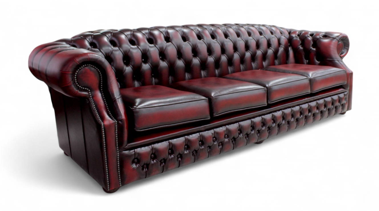 Classic Comfort Antique Oxblood Red Leather Buckingham Seater Sofa