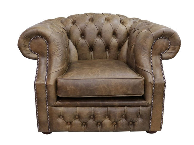 Chesterfield Buckingham Club ArmChair Cracked Wax Tobacco Real Leather