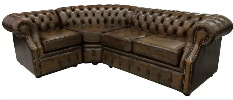 Chesterfield Graham Corner Sofa Unit 2 + C + 1 Antique Gold Leather