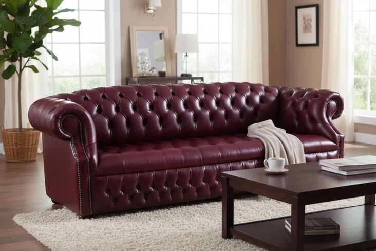 Chesterfield Buckingham Windsor 4 Seater Old English Burgandy Leather Sofa Offer