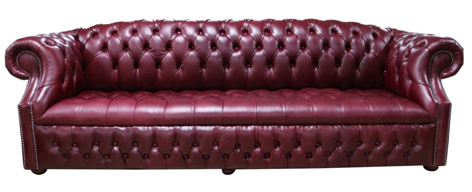 Product photograph of Chesterfield Buckingham Windsor 4 Seater Old English Burgandy Leather Sofa Offer from Designer Sofas 4U