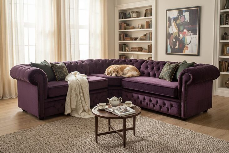 Chesterfield Buttoned Back Settee|Fabric Corner Sofa|DesignerSofas4U