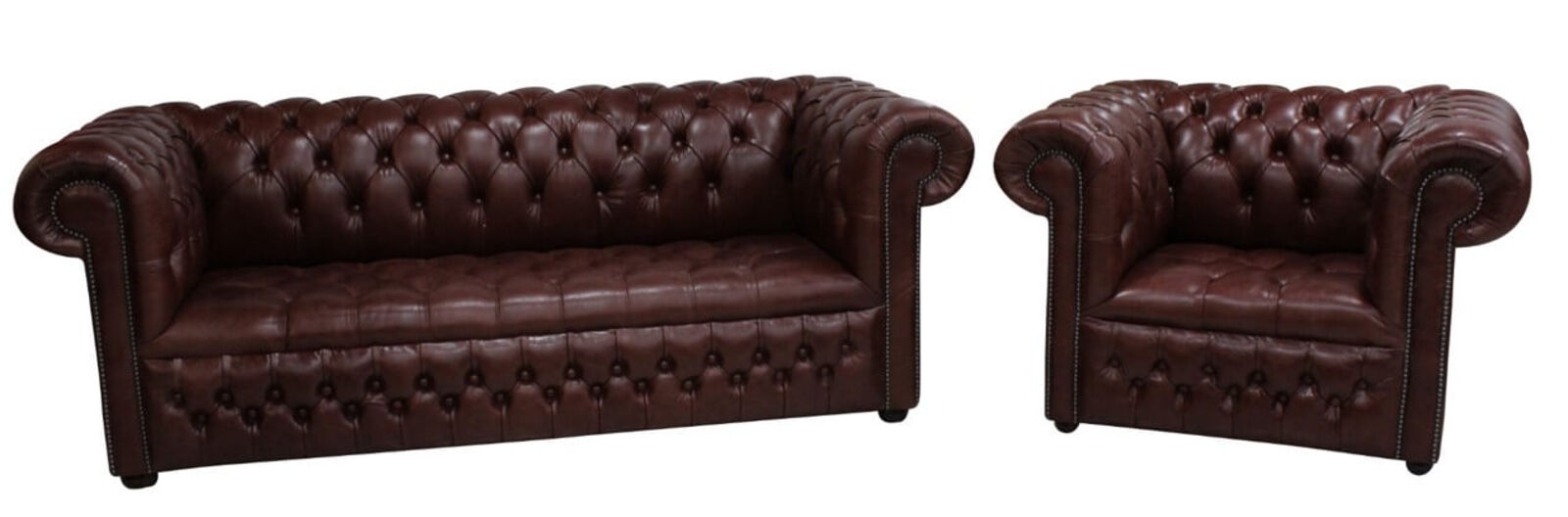 Product photograph of Chesterfield 3 Seater Settee Club Chair Buttoned Seat Old English Dark Brown Leather Sofa Suite from Designer Sofas 4U