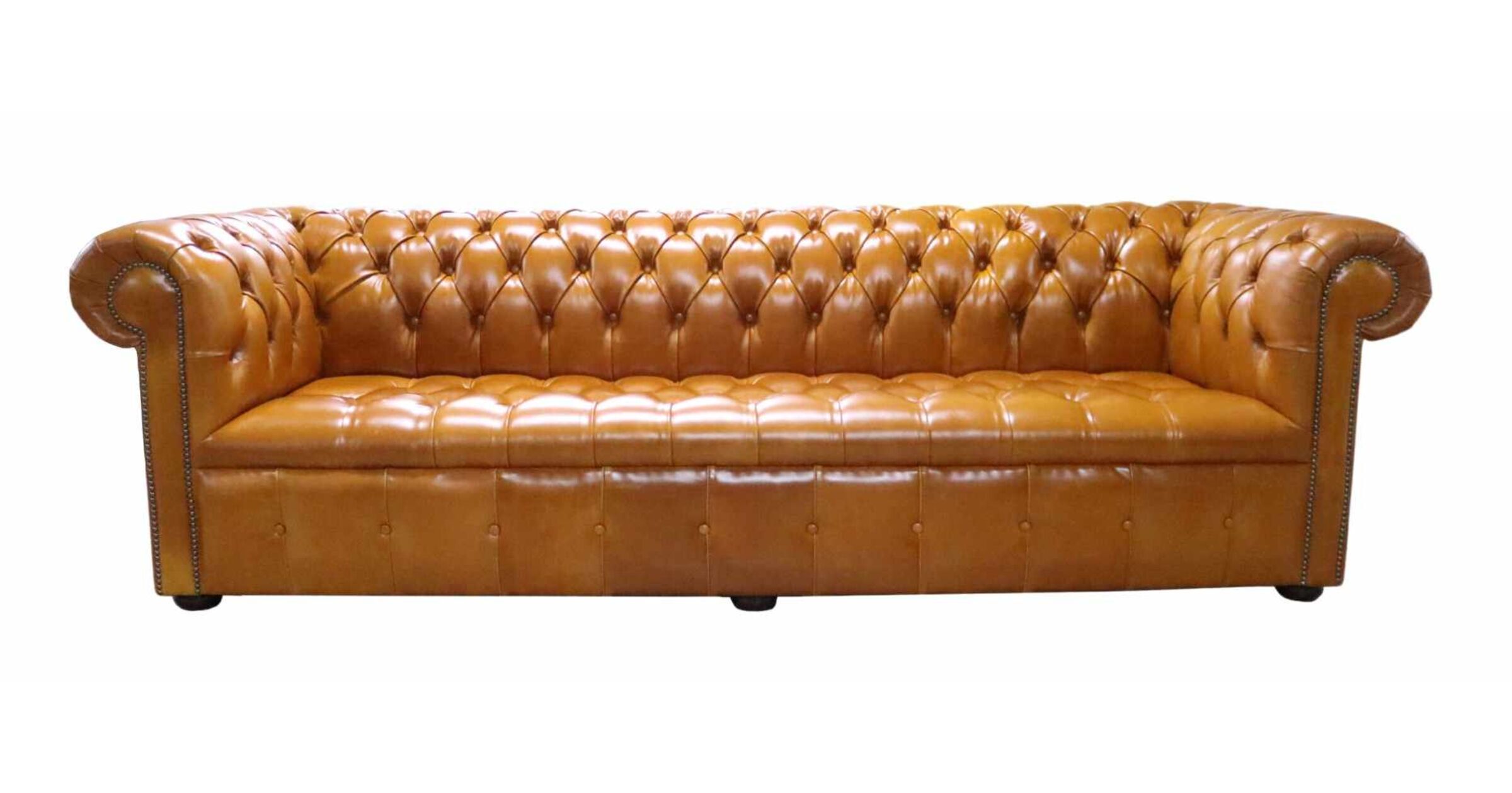 Edwardian 4 Seater Chesterfield Newcastle Spice Real Leather Sofa