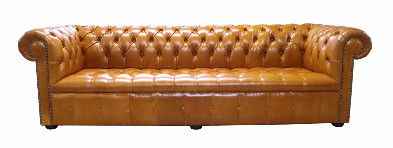 Product photograph of Chesterfield Edwardian 4 Seater Settee Buttoned Seat Newcastle Spice Real Leather Sofa from Designer Sofas 4U