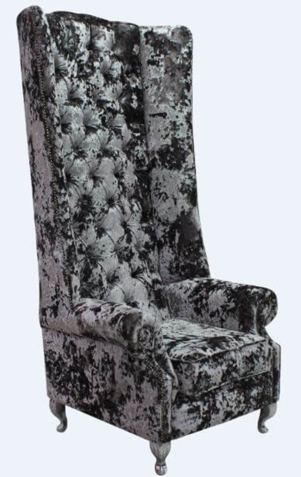 Product photograph of Chesterfield Camden 6ft Velvet High Back Wing Chair Lustro Flint from Designer Sofas 4U