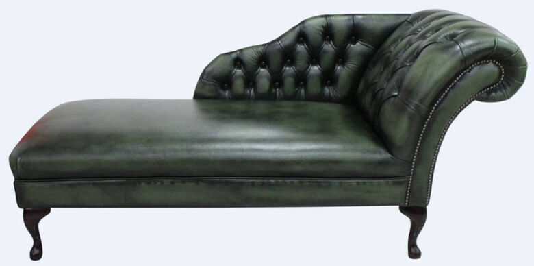Chesterfield Leather Chaise Lounge Day Bed Antique Green