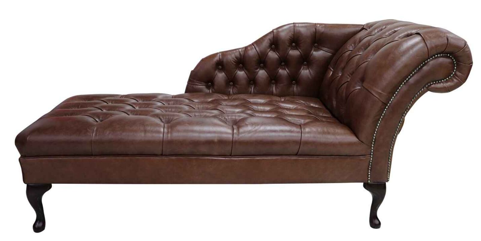 Product photograph of Chesterfield Leather Chaise Lounge Day Bed Old English Hazel Buttoned Seat from Designer Sofas 4U