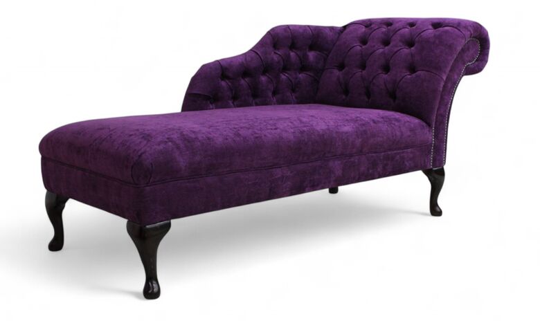 Chesterfield Chaise Lounge Day Bed Nuovo Plum Purple Fabric