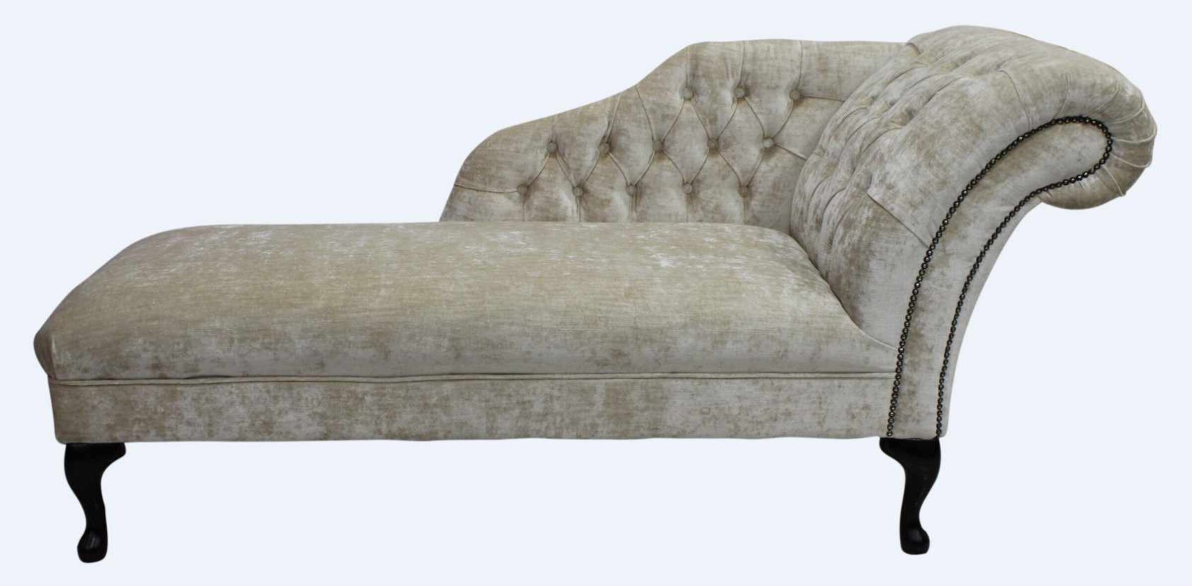 Chesterfield Velvet Chaise Lounge Day Bed Modena Camel Velvet In Right Hand