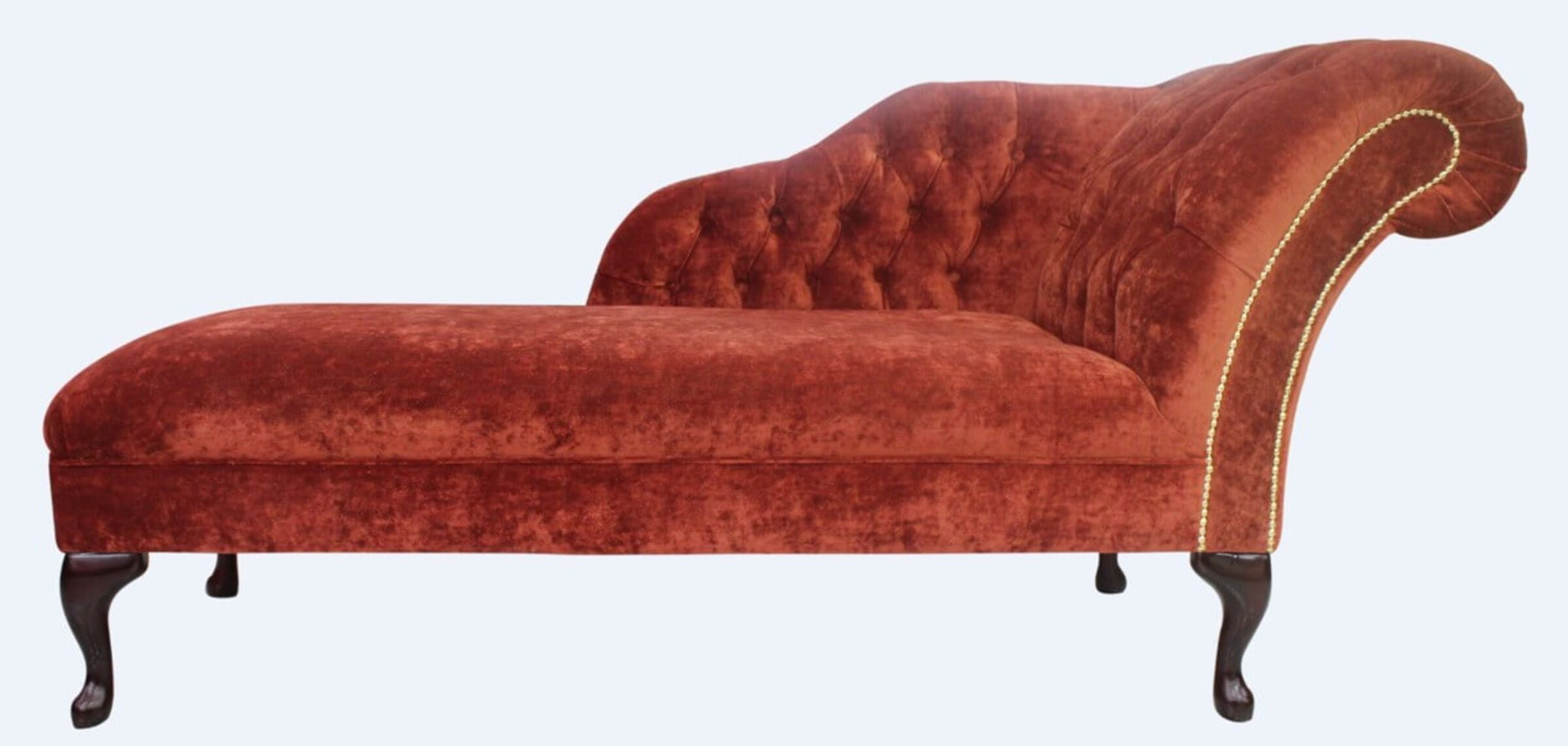 Chesterfield Velvet Chaise Lounge Day Bed Modena Terracotta