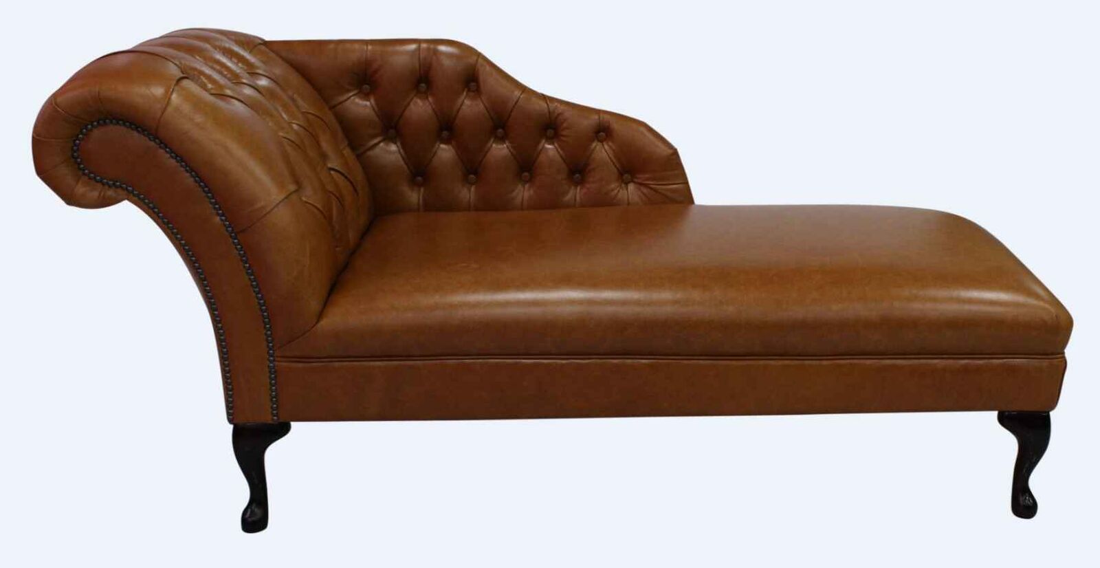 Product photograph of Chesterfield Leather Chaise Lounge Day Bed Old English Bruciato from Designer Sofas 4U