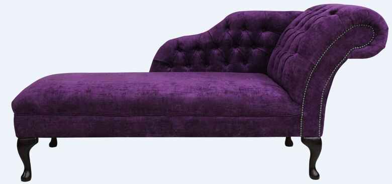 Chesterfield Chaise Lounge Day Bed Velluto Amethyst Purple Fabric