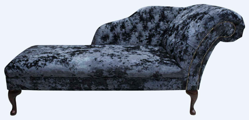 Product photograph of Chesterfield Velvet Chaise Lounge Day Bed Lustro Night Black Velvet from Designer Sofas 4U