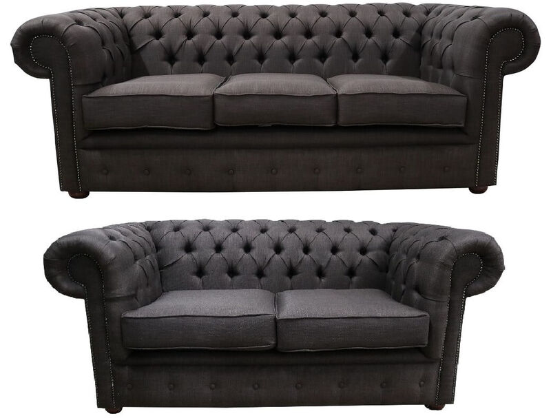 Product photograph of Brown Fabric Chesterfield 3 Seater 2 Seater Sofa Suite Amp Hellip from Designer Sofas 4U