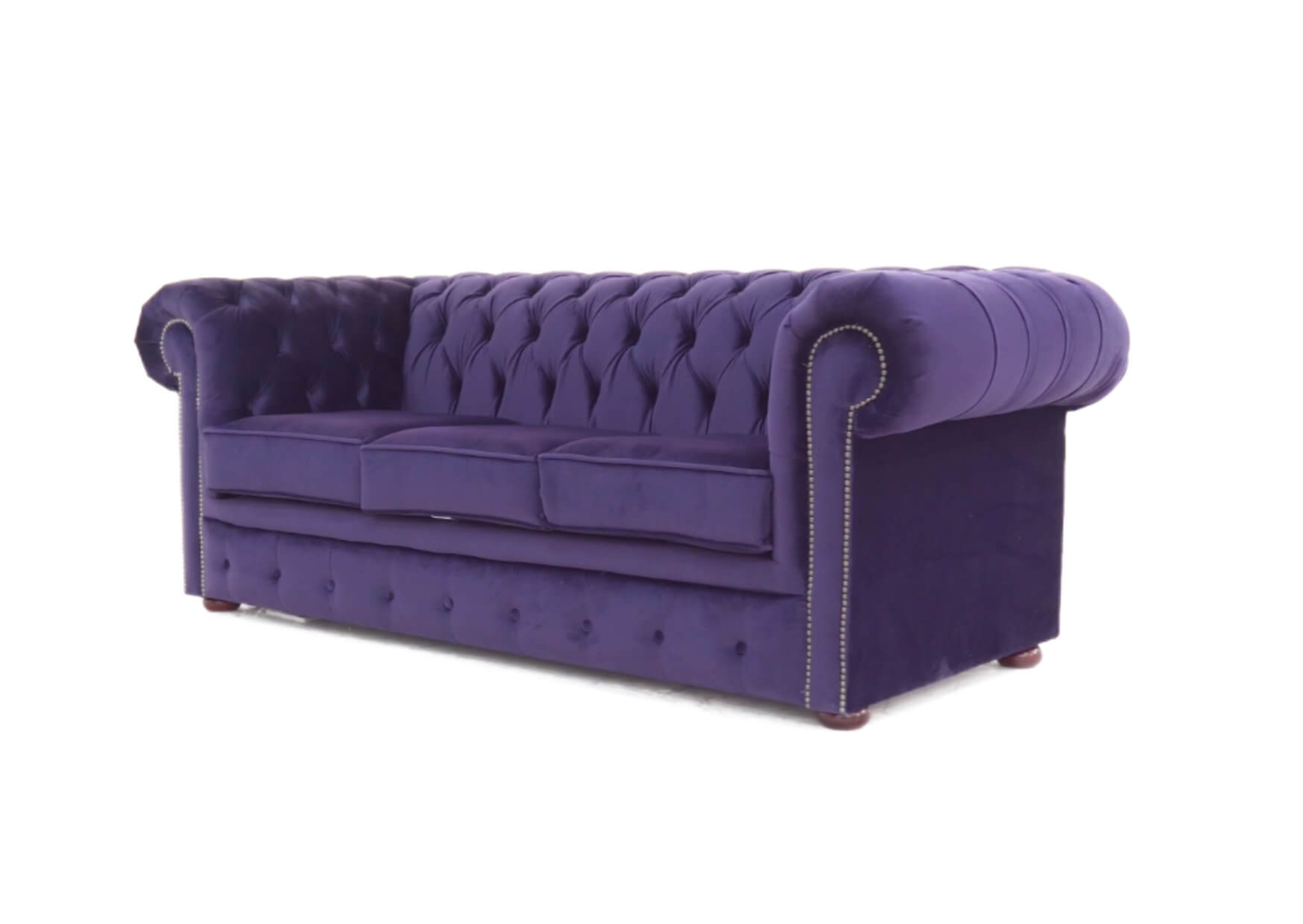 Chesterfield 3 Seater Malta Amethyst, Purple Velvet 3 Seater Sofa