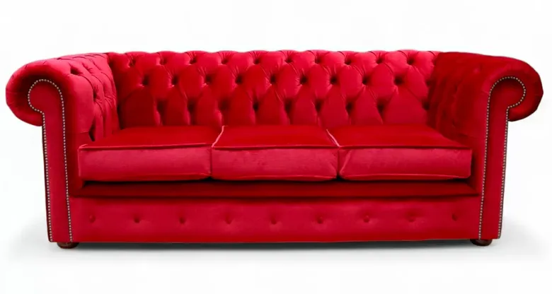 Chesterfield 3 Seater Malta Red Velvet Sofa