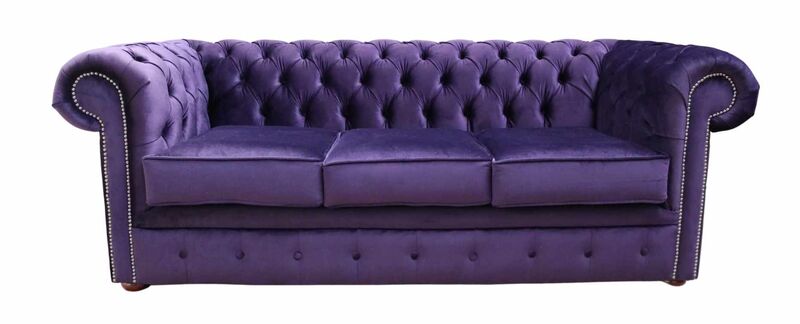Product photograph of Chesterfield 3 Seater Malta Amethyst Purple Velvet Fabric Sofa from Designer Sofas 4U