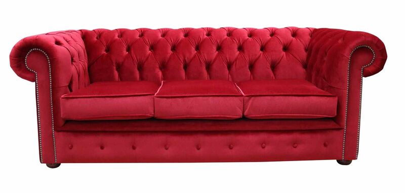 Product photograph of Chesterfield 3 Seater Malta Red Velvet Sofa from Designer Sofas 4U
