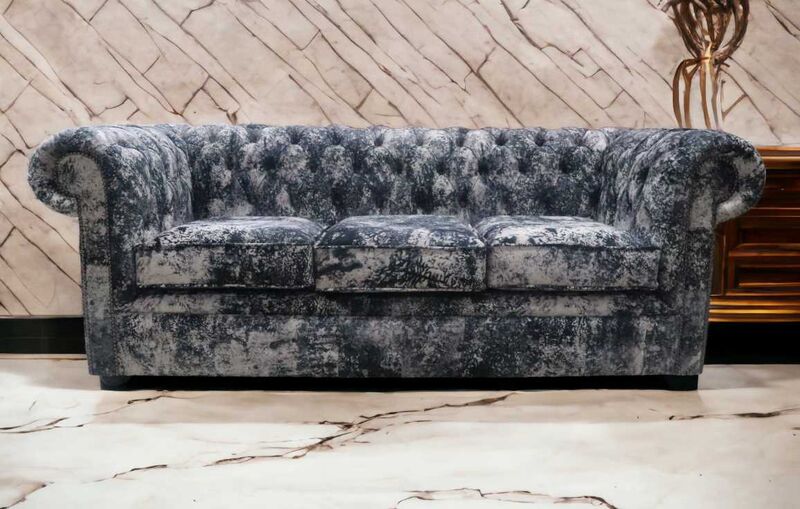 Product photograph of Chesterfield Soft Fabric Sofa Abstract Print 3 Seater from Designer Sofas 4U