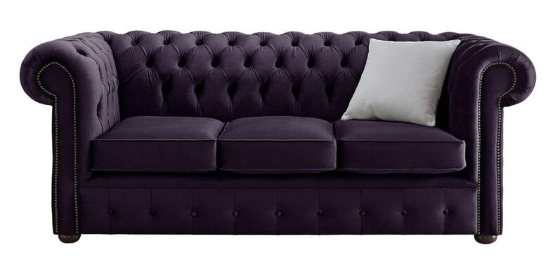 Chesterfield 3 Seater Sofa Malta Amethyst Purple Velvet Fabric