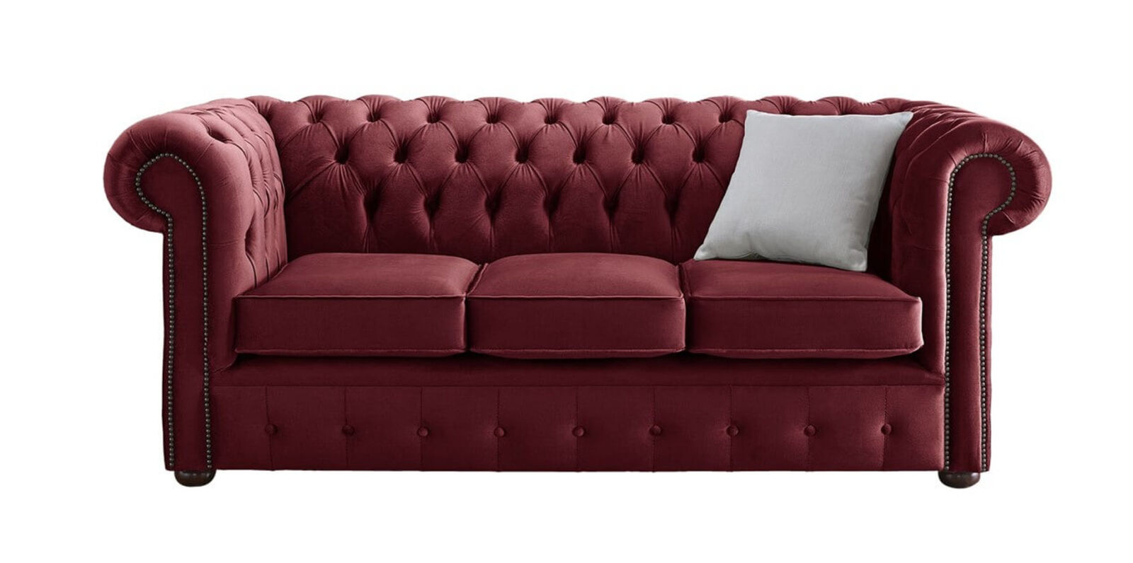 Product photograph of Chesterfield 3 Seater Malta Red Velvet Fabric Sofa from Designer Sofas 4U