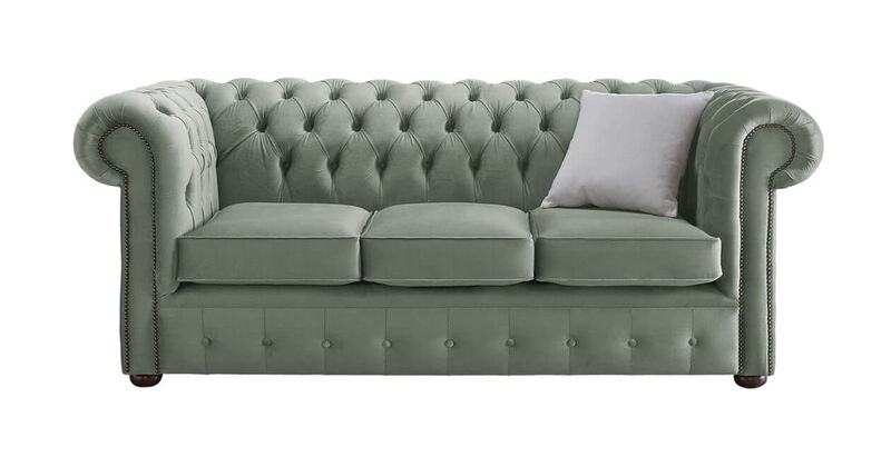 Product photograph of Chesterfield 3 Seater Malta Seaspray Blue Velvet Fabric Sofa from Designer Sofas 4U