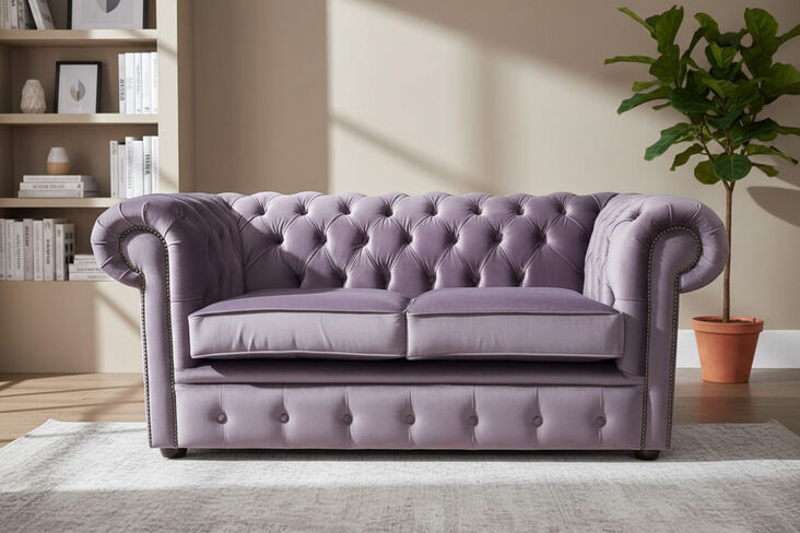 Chesterfield 2 Seater Lavender Velvet Sofa