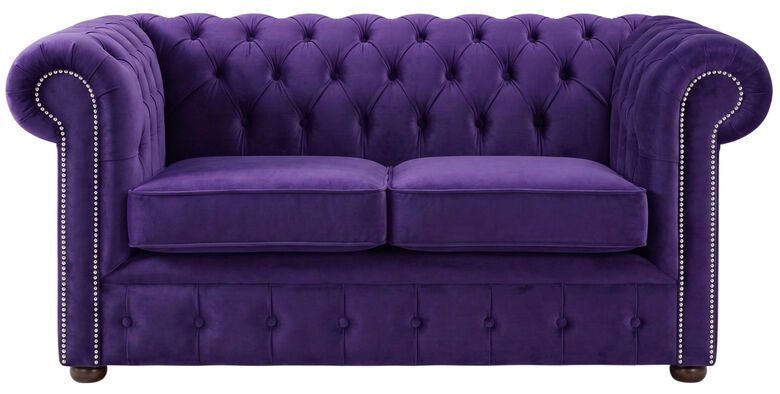 Chesterfield 2 Seater Malta Amethyst Purple Velvet Fabric Sofa