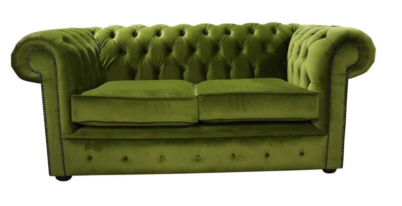Product photograph of Chesterfield Green Velvet 2 Seater Sofa from Designer Sofas 4U