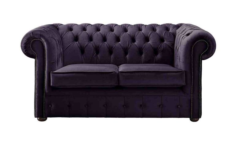 Chesterfield 2 Seater Malta Amethyst Purple Velvet Fabric Sofa