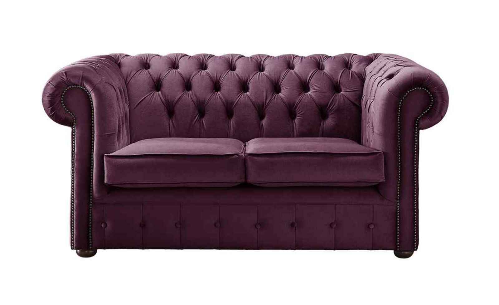 Product photograph of Chesterfield 2 Seater Malta Boysenberry Purple Velvet Fabric Sofa from Designer Sofas 4U