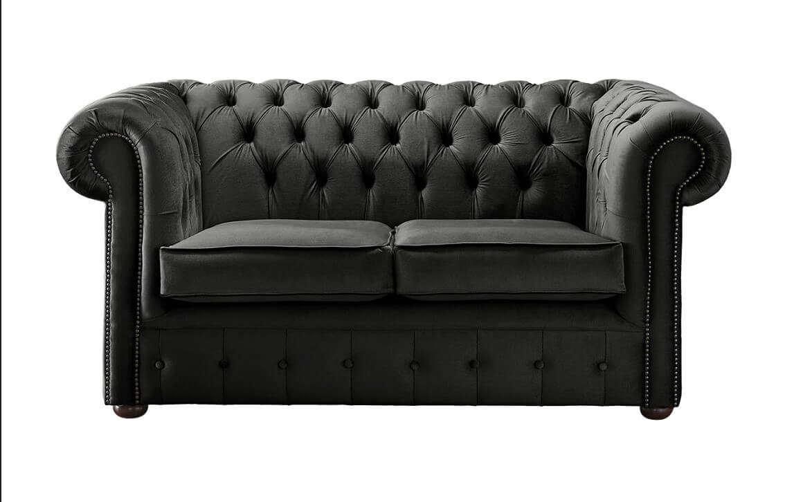 Chesterfield Velvet Fabric Sofa Malta Cosmic Grey 2 Seater