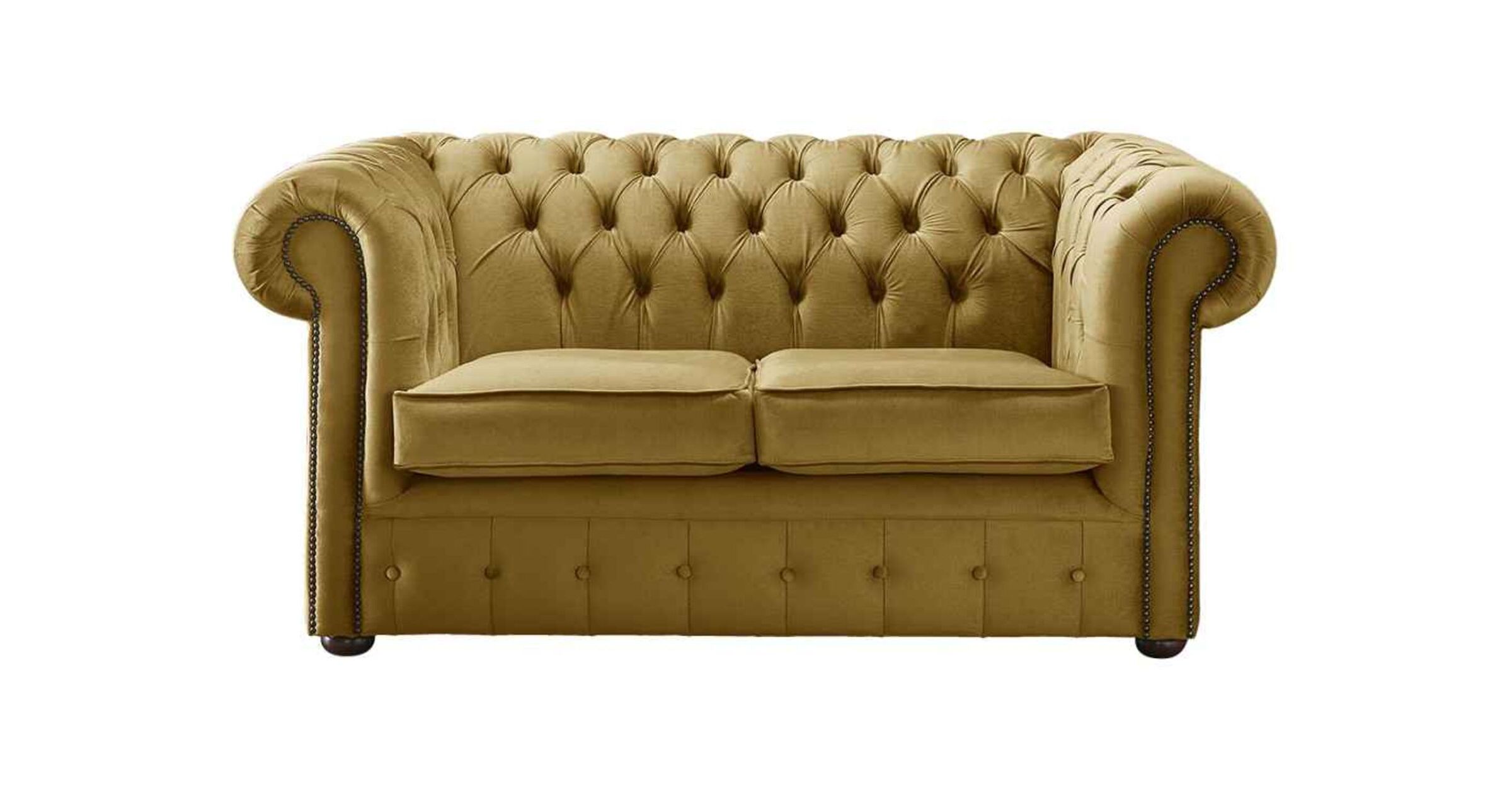 Chesterfield Velvet Fabric Sofa Malta Gold 2 Seater