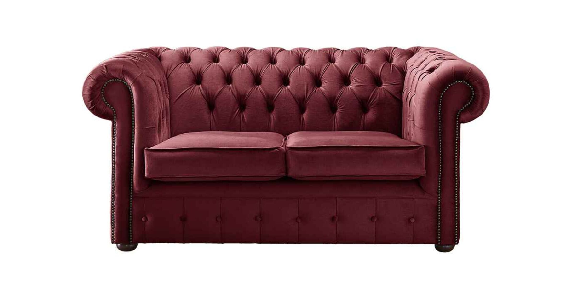 Chesterfield Velvet Fabric Sofa Malta Red 2 Seater