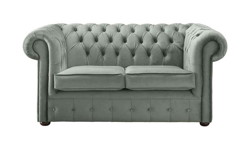 Product photograph of Chesterfield 2 Seater Malta Seaspray Blue Velvet Fabric Sofa from Designer Sofas 4U