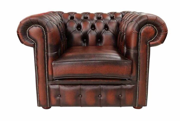 Chesterfield Low Back Club ArmChair Antique Rust Leather