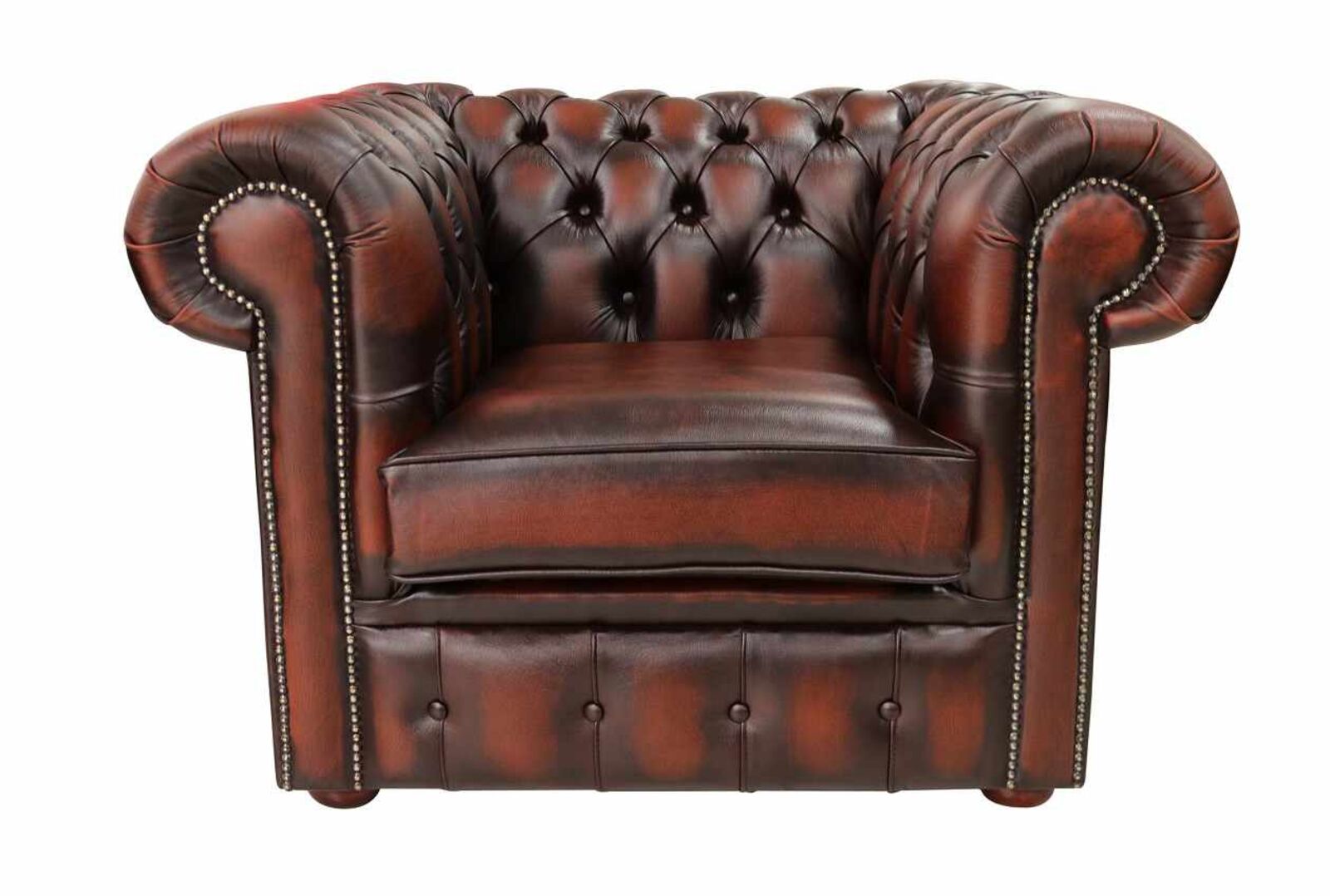 Product photograph of Chesterfield Low Back Club Armchair Antique Rust Leather from Designer Sofas 4U