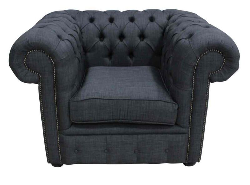 Product photograph of Chesterfield Handmade Club Armchair Charles Grey Fabric from Designer Sofas 4U